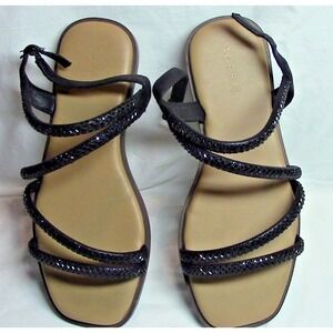 Torrid 9WW Black Sparkly Strap Sandals Double Strap